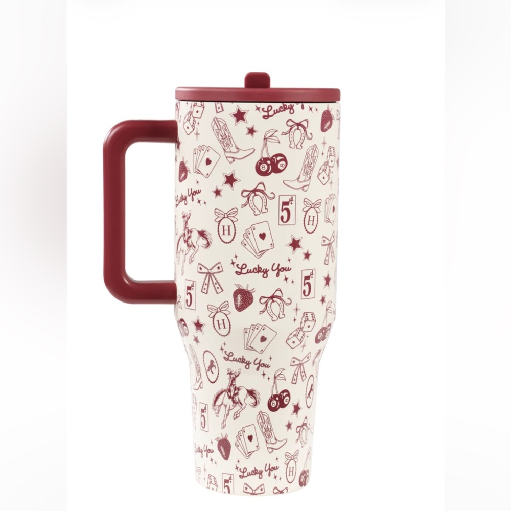 Special Edition Red Western Charm Hydro Flask White and Red Travel Mug